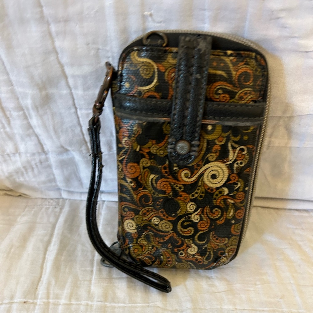 Sakroots Leather Wallet in Brown Paisley